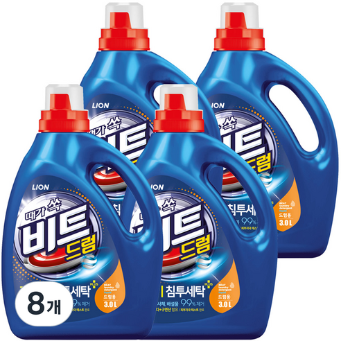 비트 진드기 액체세제 드럼용 본품, 3L, 8개