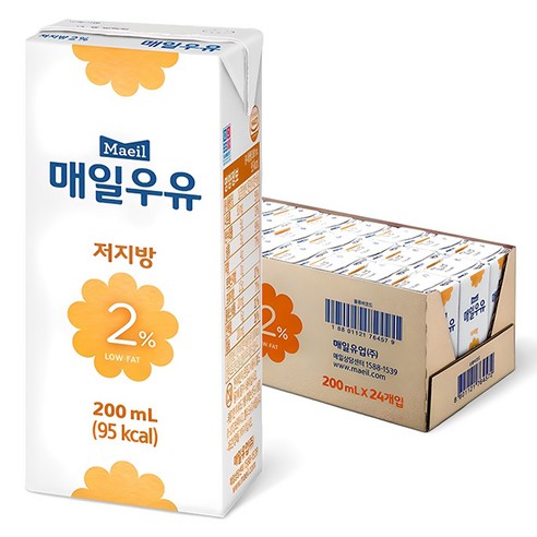 매일우유 저지방 2%, 200ml, 24개