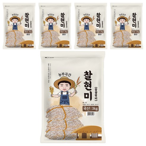 농부곡간 국산 찰현미, 3kg, 5개