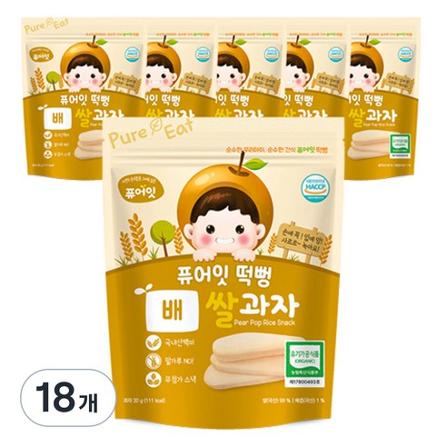 퓨어잇 떡뻥 쌀과자 30g, 쌀 + 배 혼합맛, 18개