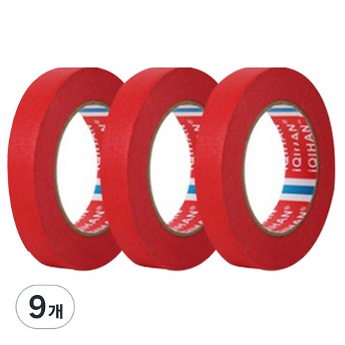 다다 칼라 마스킹 종이테이프 15mm x 15m, 레드, 9개