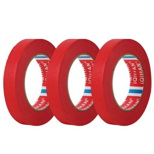iQIHAN 칼라 마스킹 종이테이프 20mm x 15m, 레드, 3개