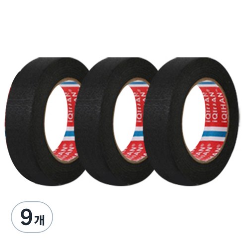 다다 칼라 마스킹 종이테이프 25mm x 15m, 블랙, 9개