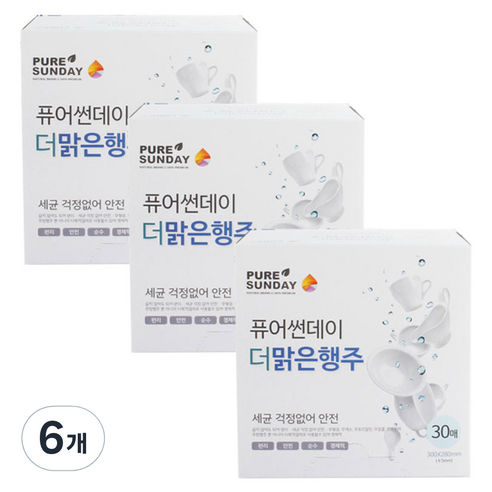 퓨어선데이 더 맑은 행주, 30개, 6개