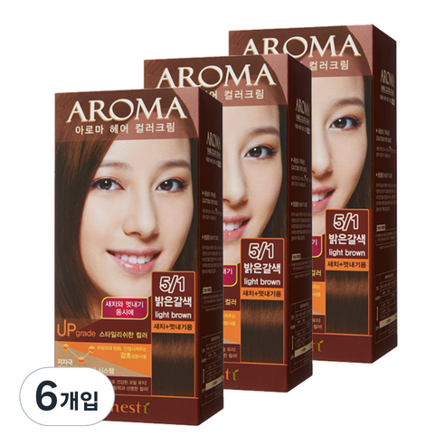 에네스티 아로마 염모제 새치&멋내기용, 밝은갈색, 6개