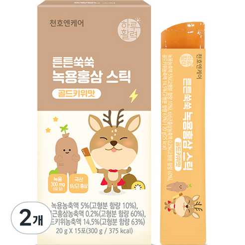 천호엔케어 유아용 튼튼쑥쑥 녹용홍삼 스틱 15p, 300g, 2개