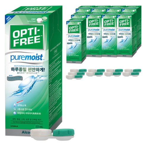 옵티프리 퓨어모이스트 렌즈세정액 + 렌즈케이스, 300ml, 10개