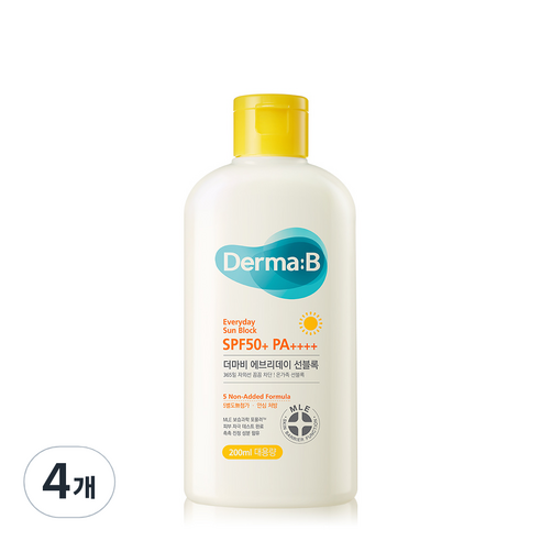 더마비 에브리데이 선블록 SPF50+ PA++++, 200ml, 4개