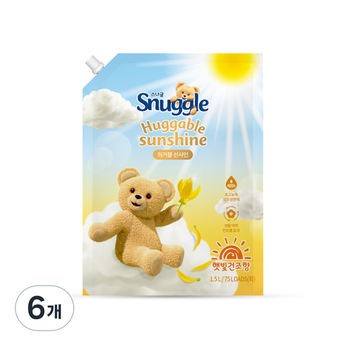 스너글 햇빛건조향 허거블 선샤인 섬유유연제, 1.5L, 6개