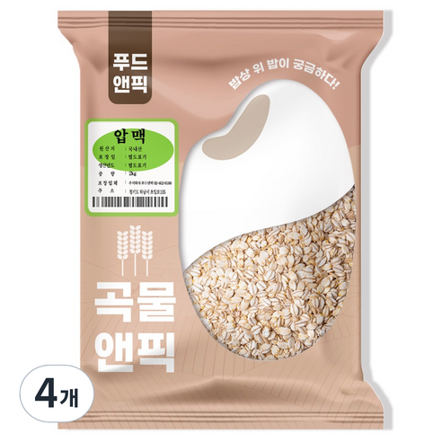 푸드앤픽 곡물앤픽 늘보리 압맥, 2kg, 4개