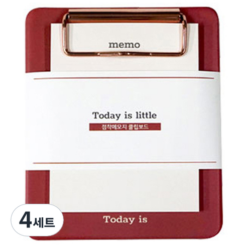 랑캣몰 투데이즈 뜯어쓰는 메모잇 + 미니 클립보드 세트 100mm x 120mm, 레드, 4세트