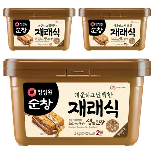 청정원순창 재래식 생된장, 2kg, 3개