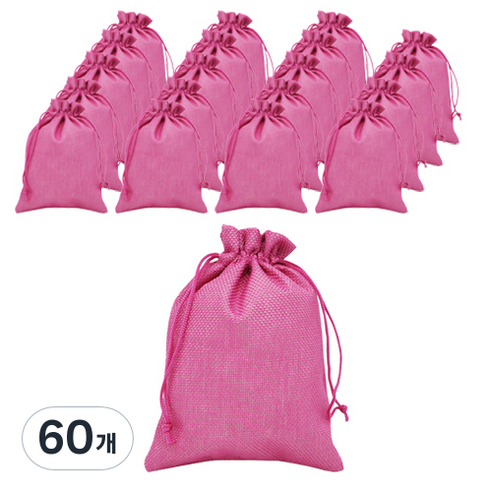 도나앤데코 컬러 마소재 주머니 소, 푸시아핑크, 60개
