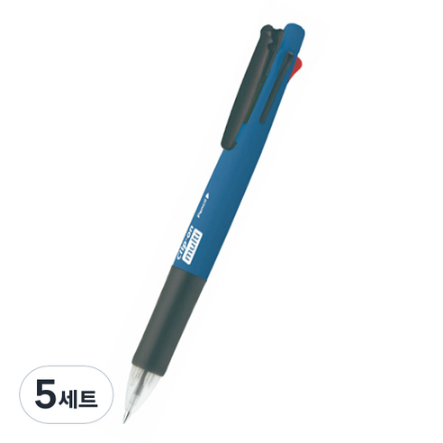 제브라 클립온 멀티 네온 4색 볼펜 0.7mm + 0.5mm 샤프 세트, 네온블루, 5세트