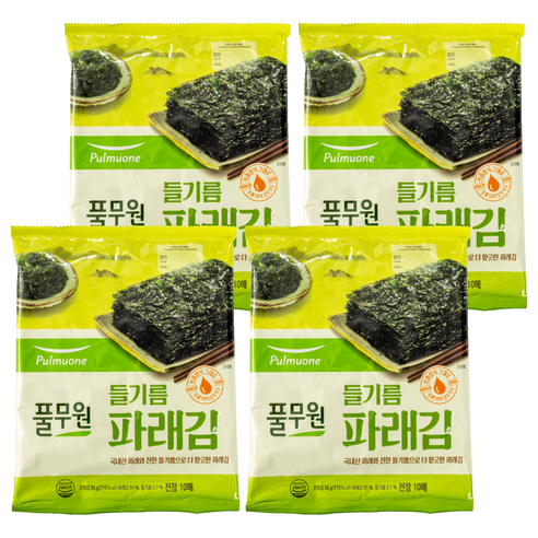 풀무원 들기름 파래김 전장 10p, 35g, 4개
