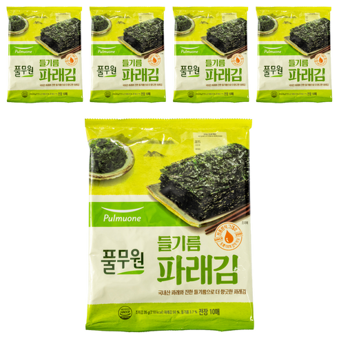 풀무원 들기름 파래김 전장 10p, 35g, 5개