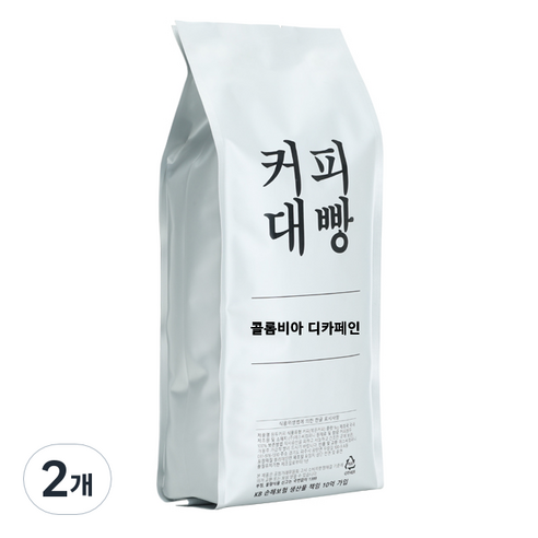 커피대빵 콜롬비아 디카페인 원두커피, 500g, 2개