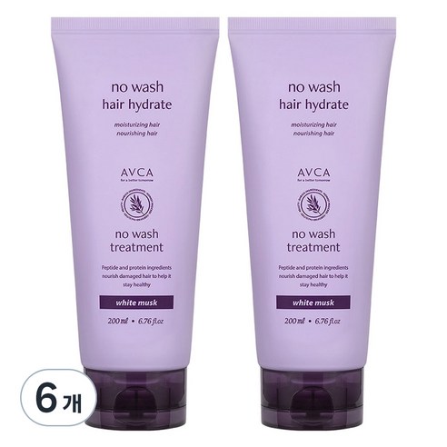 아브카 노워시 트리트먼트 헤어팩 화이트머스크, 200ml, 6개