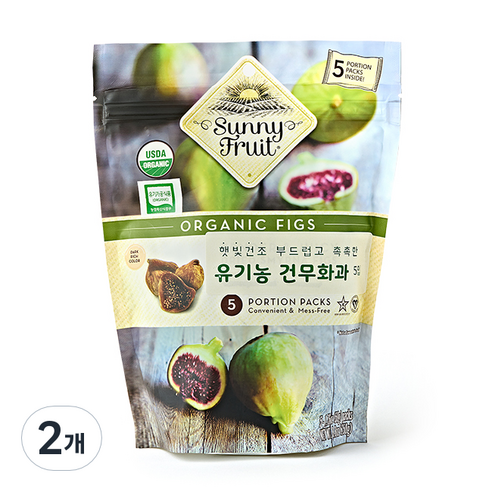 써니후르츠 유기농 건무화과 파우치 5p, 250g, 2개