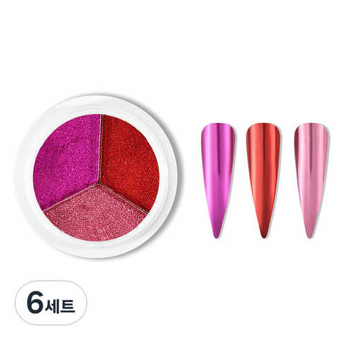 미러 네일파우더 3종 세트, 6세트, KN-A4017
