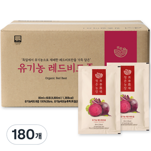 청춘농장 레드비트즙, 80ml, 180개