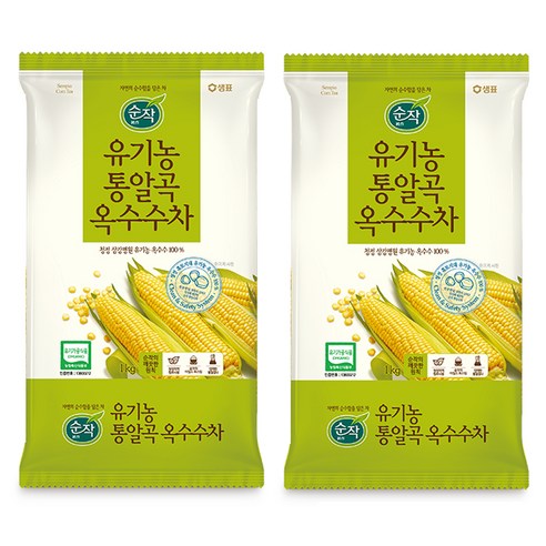 순작 유기농 통알곡 옥수수차, 1kg, 2개