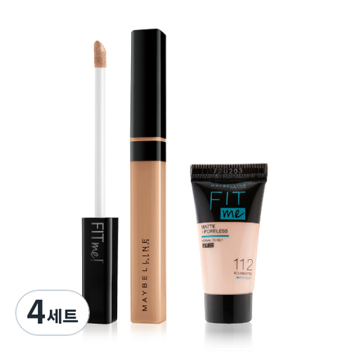 메이블린 핏미 컨실러 7ml + 미니 파운데이션 5ml 세트, 35 딥(컨실러), 랜덤발송(파운데이션), 4세트