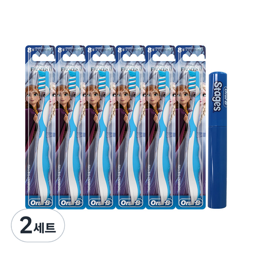 오랄비 스테이지스 4단계 유아칫솔 겨울왕국 6p 랜덤 발송 + 휴대용 양치 케이스, 2세트