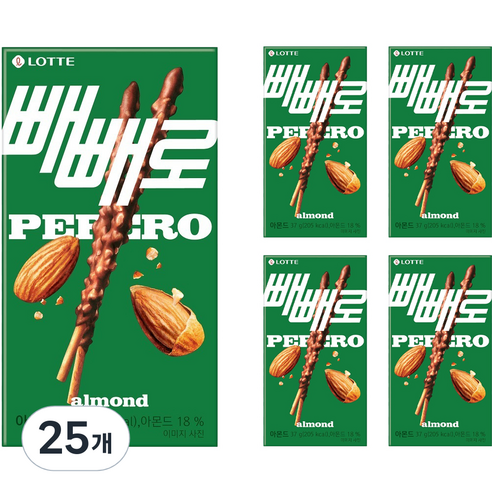 롯데제과 아몬드 빼빼로, 37g, 25개