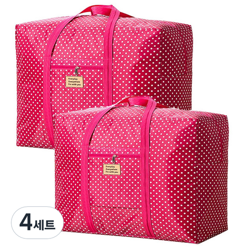 리빙창고 특대형 + 대형 이불 정리 가방 세트, Red, 4세트