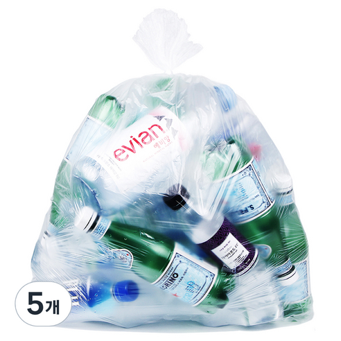 [국내생산] 담다 쓰레기용 비닐 봉투 투명 50p, 100L, 5개