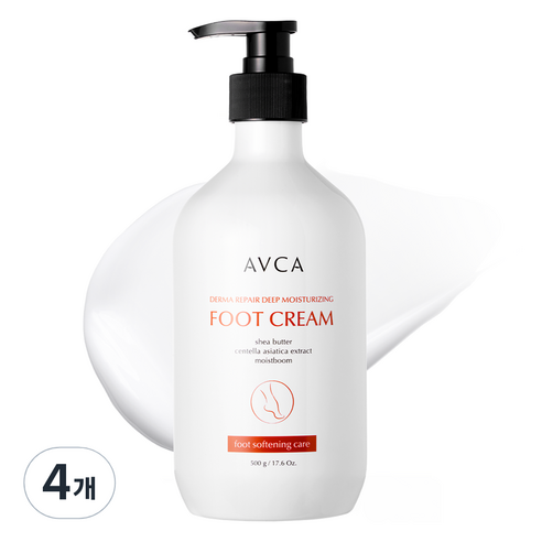 아브카 더마 리페어 고보습 각질제거 풋크림, 1개입, 4개, 500ml