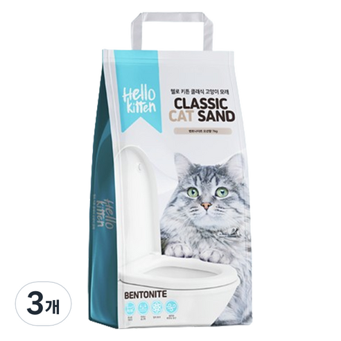 헬로키튼 벤토나이트 고양이 모래, 7kg, 3개, 오션향