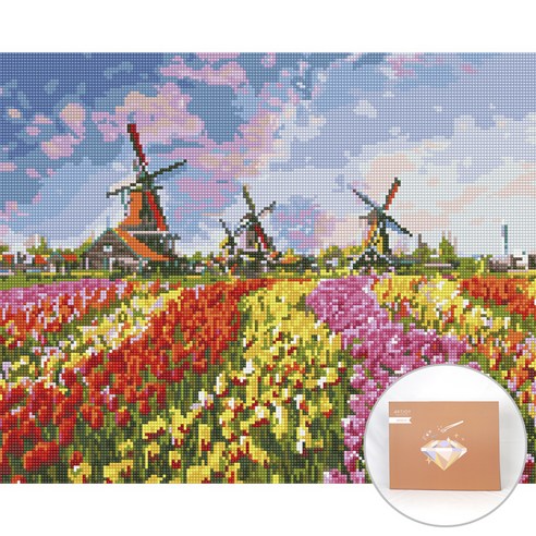 아트조이 DIY 보석 십자수 캔버스형 50 x 40 cm, 꽃의 나라, 1개