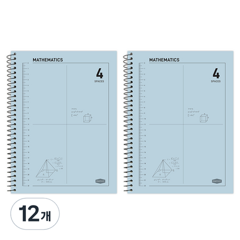 핑크풋 3000 4분할 수학 연습장, 블루, 12개