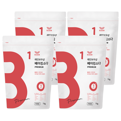 레인보우샵 베이킹소다 프리미엄, 1kg, 4개