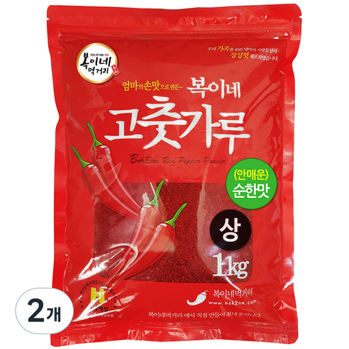 복이네먹거리 중국산 안매운 고춧가루 상 찜 무침용, 1kg, 2개