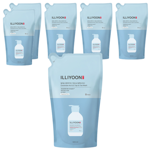 일리윤 세라마이드 아토 6.0 탑투토 워시 무향 리필, 500ml, 6개
