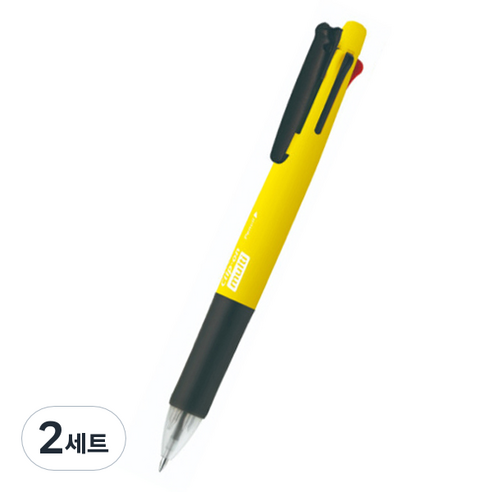 제브라 클립온 멀티 네온 4색 볼펜 0.7mm + 0.5mm 샤프 세트, 네온옐로우, 2세트