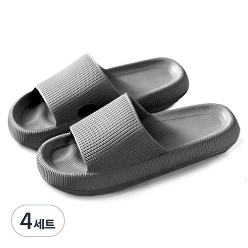 글랑앤 층간소음 슬리퍼 실내화 거실화, 그레이, 4세트