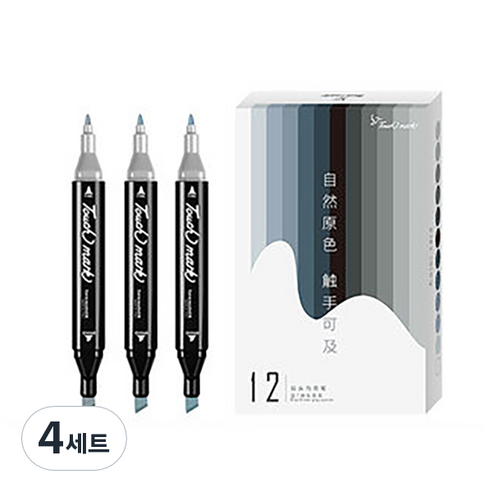 터치마크 동아 touch mark 디자인 트윈마카 블루그레이, 12색, 4세트