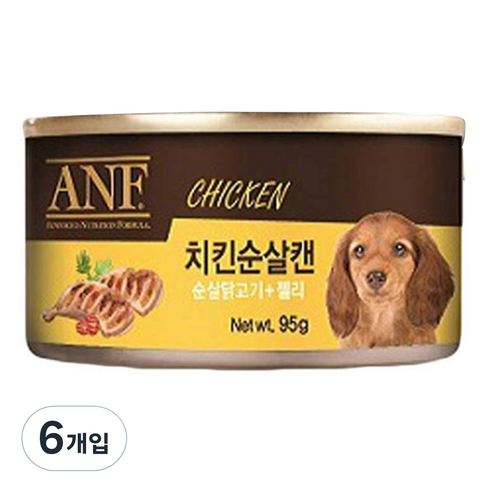 에이엔에프 강아지 간식캔, 치킨순살맛, 95g, 6개