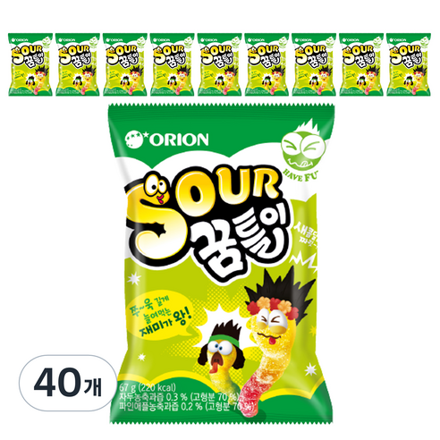 오리온 SOUR 꿈틀이 젤리, 67g, 40개