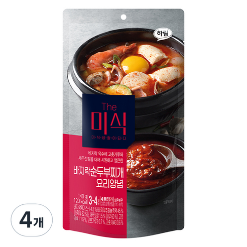 더미식 바지락 순두부찌개 양념, 140g, 4개