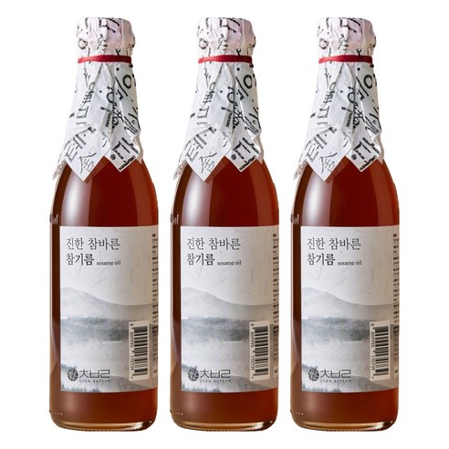 향유 진한 참바른 저온압착 참기름, 350ml, 3개