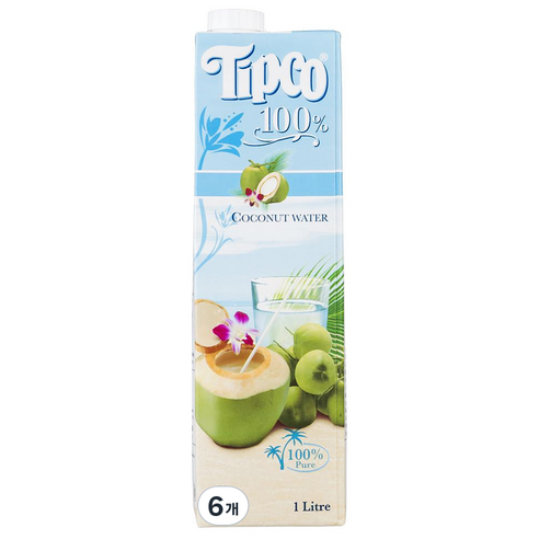 TIPCO 팁코주스 코코넛워터1L, 1L, 6개