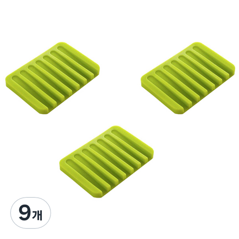 블럭마트 모던 실리콘 비누받침, 그린, 9개