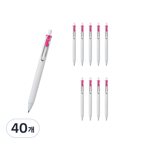유니볼 원 중성 잉크펜 0.38mm, 핑크, 40개