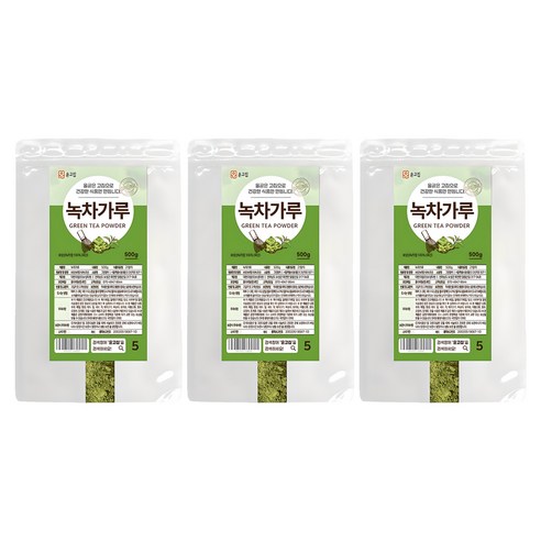 윤고집 녹차가루, 3개, 500g, 1개입