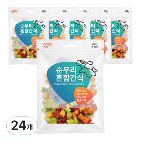 순우리 강아지 소프트 혼합 큐브 간식 100g, 닭고기, 24개